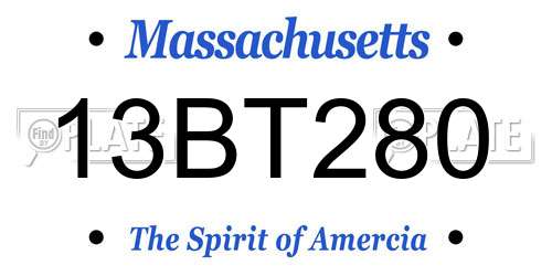 13BT280 Massachusetts License Plate