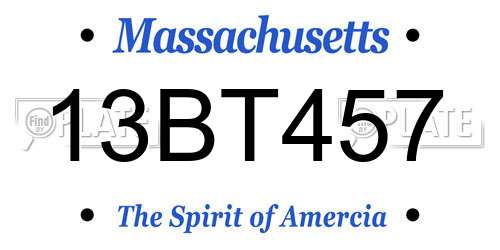 13BT457 Massachusetts License Plate