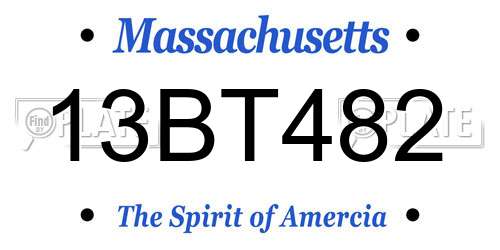 13BT482 Massachusetts License Plate