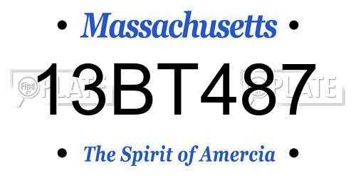 13BT487 Massachusetts License Plate