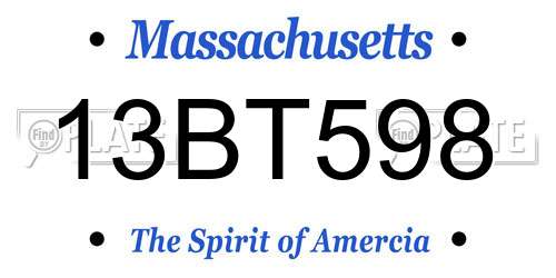 13BT598 Massachusetts License Plate