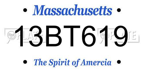 13BT619 Massachusetts License Plate