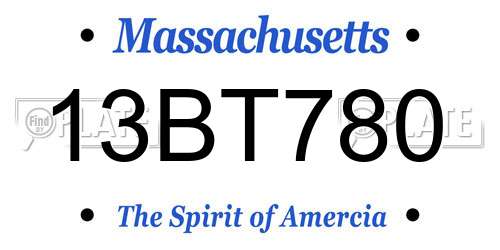 13BT780 Massachusetts License Plate