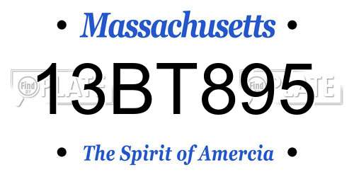 13BT895 Massachusetts License Plate