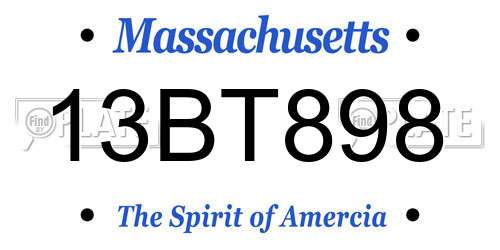 13BT898 Massachusetts License Plate