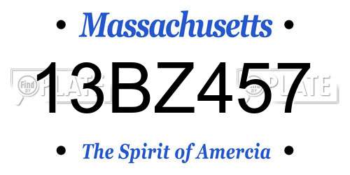 13BZ457 Massachusetts License Plate