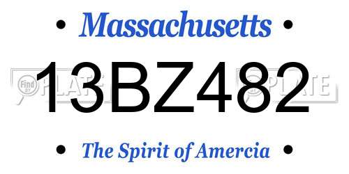 13BZ482 Massachusetts License Plate