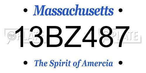 13BZ487 Massachusetts License Plate
