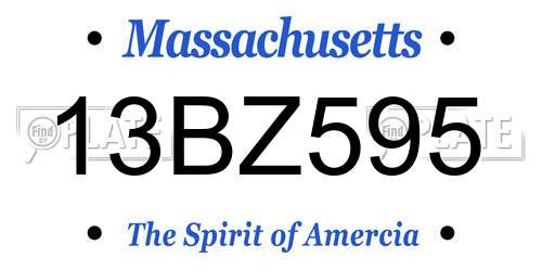 13BZ595 Massachusetts License Plate