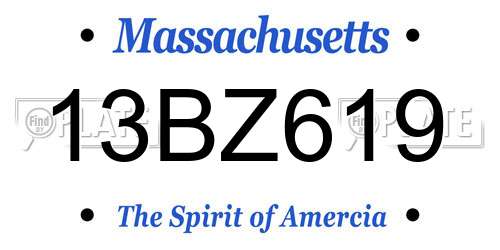 13BZ619 Massachusetts License Plate