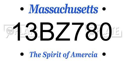 13BZ780 Massachusetts License Plate