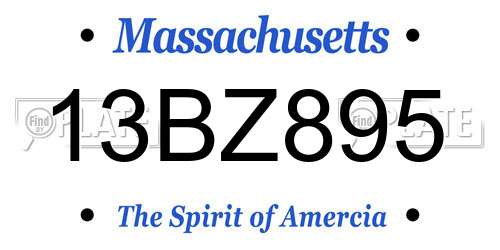 13BZ895 Massachusetts License Plate