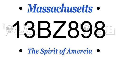 13BZ898 Massachusetts License Plate