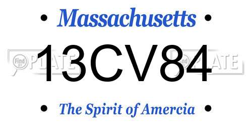 13CV84 Massachusetts License Plate