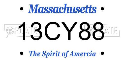 13CY88 Massachusetts License Plate