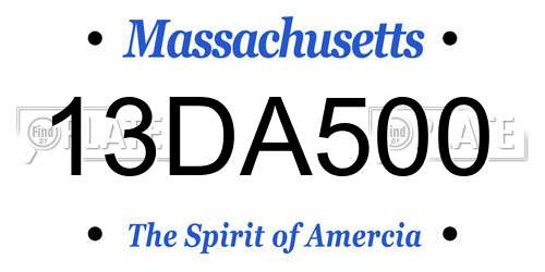 13DA500 Massachusetts License Plate