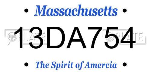 13DA754 Massachusetts License Plate
