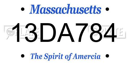 13DA784 Massachusetts License Plate