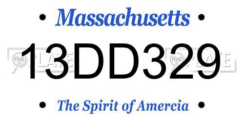 13DD329 Massachusetts License Plate