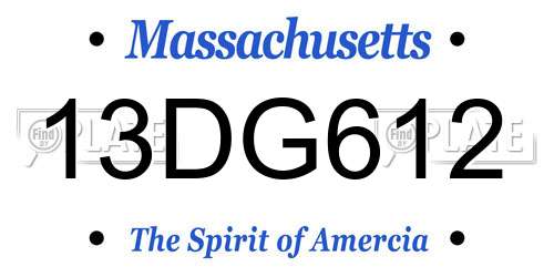 13DG612 Massachusetts License Plate