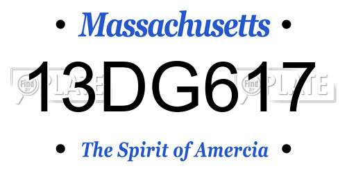 13DG617 Massachusetts License Plate