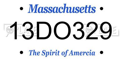 13DO329 Massachusetts License Plate