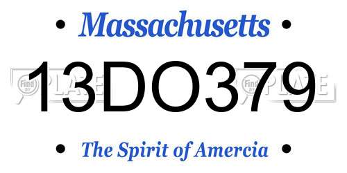 13DO379 Massachusetts License Plate