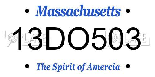 13DO503 Massachusetts License Plate
