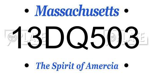 13DQ503 Massachusetts License Plate
