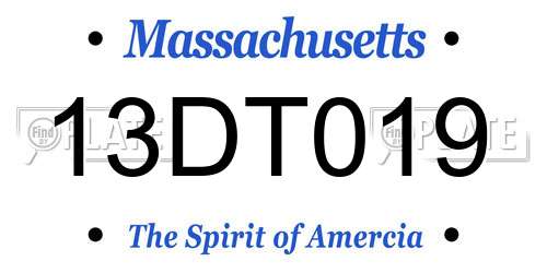 13DT019 Massachusetts License Plate