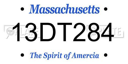 13DT284 Massachusetts License Plate
