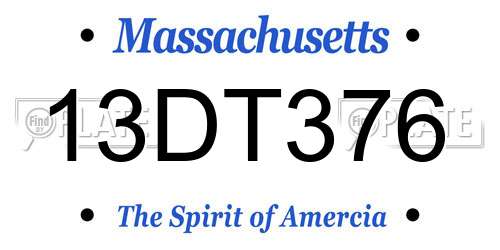 13DT376 Massachusetts License Plate