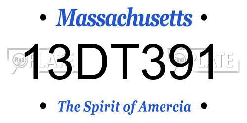 13DT391 Massachusetts License Plate