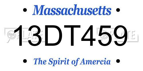 13DT459 Massachusetts License Plate