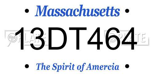 13DT464 Massachusetts License Plate