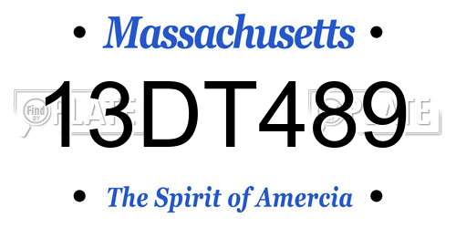13DT489 Massachusetts License Plate