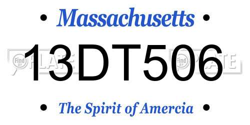 13DT506 Massachusetts License Plate