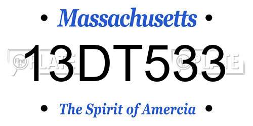 13DT533 Massachusetts License Plate