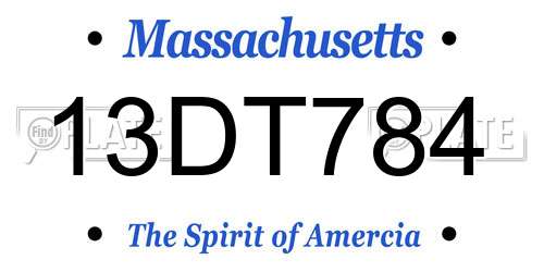 13DT784 Massachusetts License Plate
