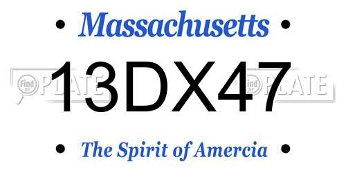 13DX47 Massachusetts License Plate