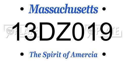 13DZ019 Massachusetts License Plate