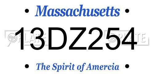 13DZ254 Massachusetts License Plate