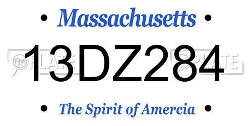 13DZ284 Massachusetts License Plate
