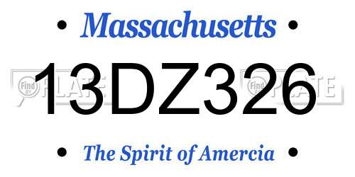 13DZ326 Massachusetts License Plate