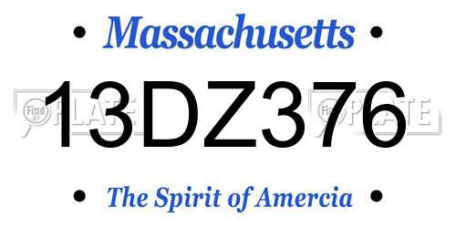 13DZ376 Massachusetts License Plate
