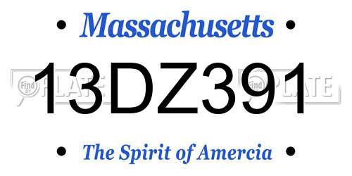 13DZ391 Massachusetts License Plate