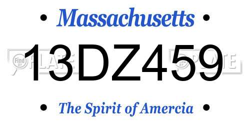 13DZ459 Massachusetts License Plate