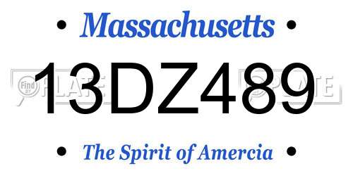 13DZ489 Massachusetts License Plate