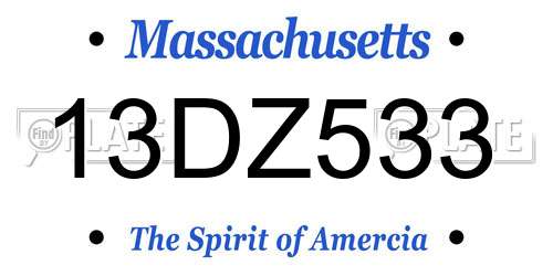 13DZ533 Massachusetts License Plate