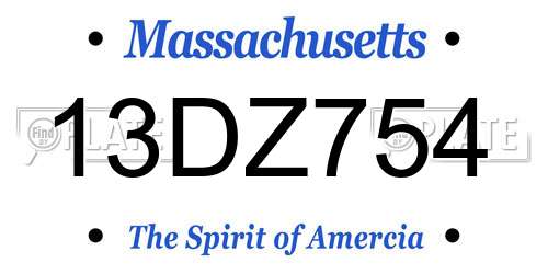 13DZ754 Massachusetts License Plate